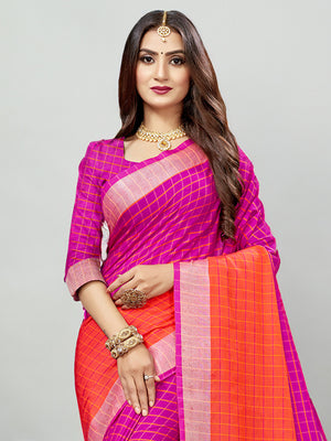 Pink Cotton Silk Saree With Blouse Piece