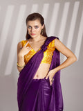 Purple Organza Solid Saree With Blouse Piece