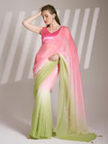 Multicolor Chiffon Peding Saree With Blouse Piece