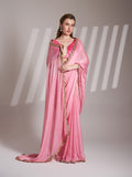 Pink Chiffon Solid Saree With Blouse Piece