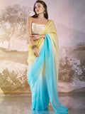 Multicolor Chiffon Peding Saree With Blouse Piece