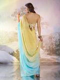 Multicolor Chiffon Peding Saree With Blouse Piece