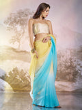 Multicolor Chiffon Peding Saree With Blouse Piece