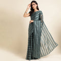 Grey Georgette Ready To Wear Saree With Blouse Piece