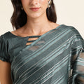 Grey Georgette Ready To Wear Saree With Blouse Piece