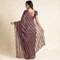 Purple Georgette Ready To Wear Saree With Blouse Piece