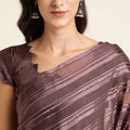 Purple Georgette Ready To Wear Saree With Blouse Piece