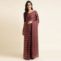 Maroon Georgette Ready To Wear Saree With Blouse Piece