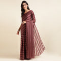 Maroon Georgette Ready To Wear Saree With Blouse Piece