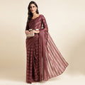 Maroon Georgette Ready To Wear Saree With Blouse Piece