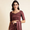 Maroon Georgette Ready To Wear Saree With Blouse Piece