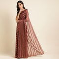 Brown Georgette Ready To Wear Saree With Blouse Piece