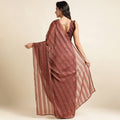 Brown Georgette Ready To Wear Saree With Blouse Piece