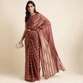 Brown Georgette Ready To Wear Saree With Blouse Piece