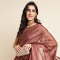 Brown Georgette Ready To Wear Saree With Blouse Piece