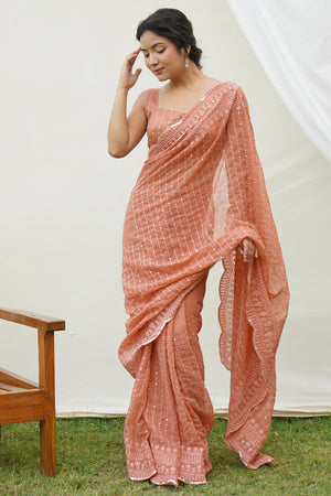 Onion Pink With Pink Contrast Blouse Pure Zari Kota Saree