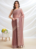 Brown Chiffon Ready To Wear Saree With Blouse Piece