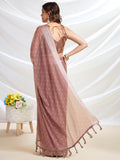 Brown Chiffon Ready To Wear Saree With Blouse Piece