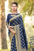 Navy Blue Banarasi Saree