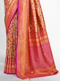 Pink Banarasi Silk Saree With Blouse Piece