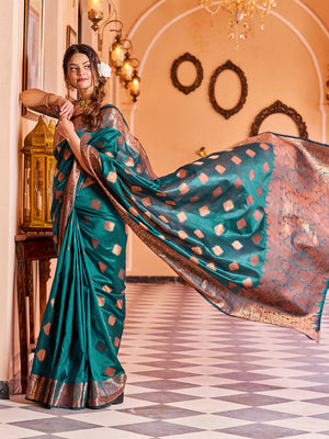 Teal Green Silk Saree