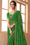 Forest Green Chiffon Saree