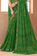 Forest Green Chiffon Saree