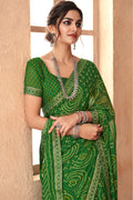 Forest Green Chiffon Saree