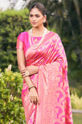 Hot Pink Banarasi Saree