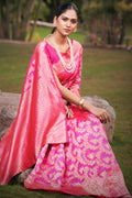 Hot Pink Banarasi Saree