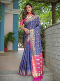 Navy Blue Patola Silk Zari Woven Traditional Saree with Blouse