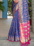 Navy Blue Patola Silk Zari Woven Traditional Saree with Blouse