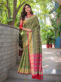 Olive Patola Silk Zari Woven Traditional Saree with Blouse