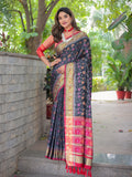 Black Patola Silk Zari Woven Traditional Saree with Blouse