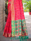 Red Patola Silk Zari Woven Traditional Saree with Blouse