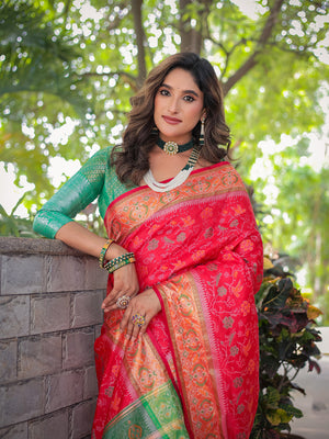 Red Patola Silk Zari Woven Traditional Saree with Blouse