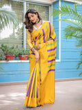 Yellow Semi Kanjivaram Pattu Silk Zari Woven Traditional Saree with Blouse