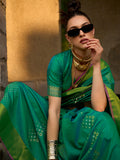 Green Banarasi Silk Saree With Blouse Piece