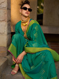 Green Banarasi Silk Saree With Blouse Piece