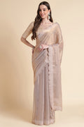 Peach Chiffon Silk Saree With Blouse Piece