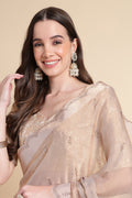 Peach Chiffon Silk Saree With Blouse Piece