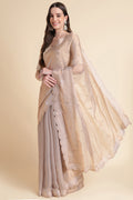 Peach Chiffon Silk Saree With Blouse Piece