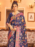 Dark Blue Cotton Silk Saree