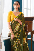 Seaweed Green Organza Saree