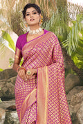 Womens Pink Banarasi Saree