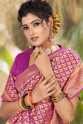 Womens Pink Banarasi Saree