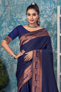 Navy Blue Banarasi Saree