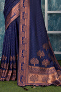 Navy Blue Banarasi Saree