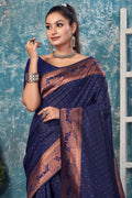 Navy Blue Banarasi Saree