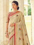 Cream Linen Saree